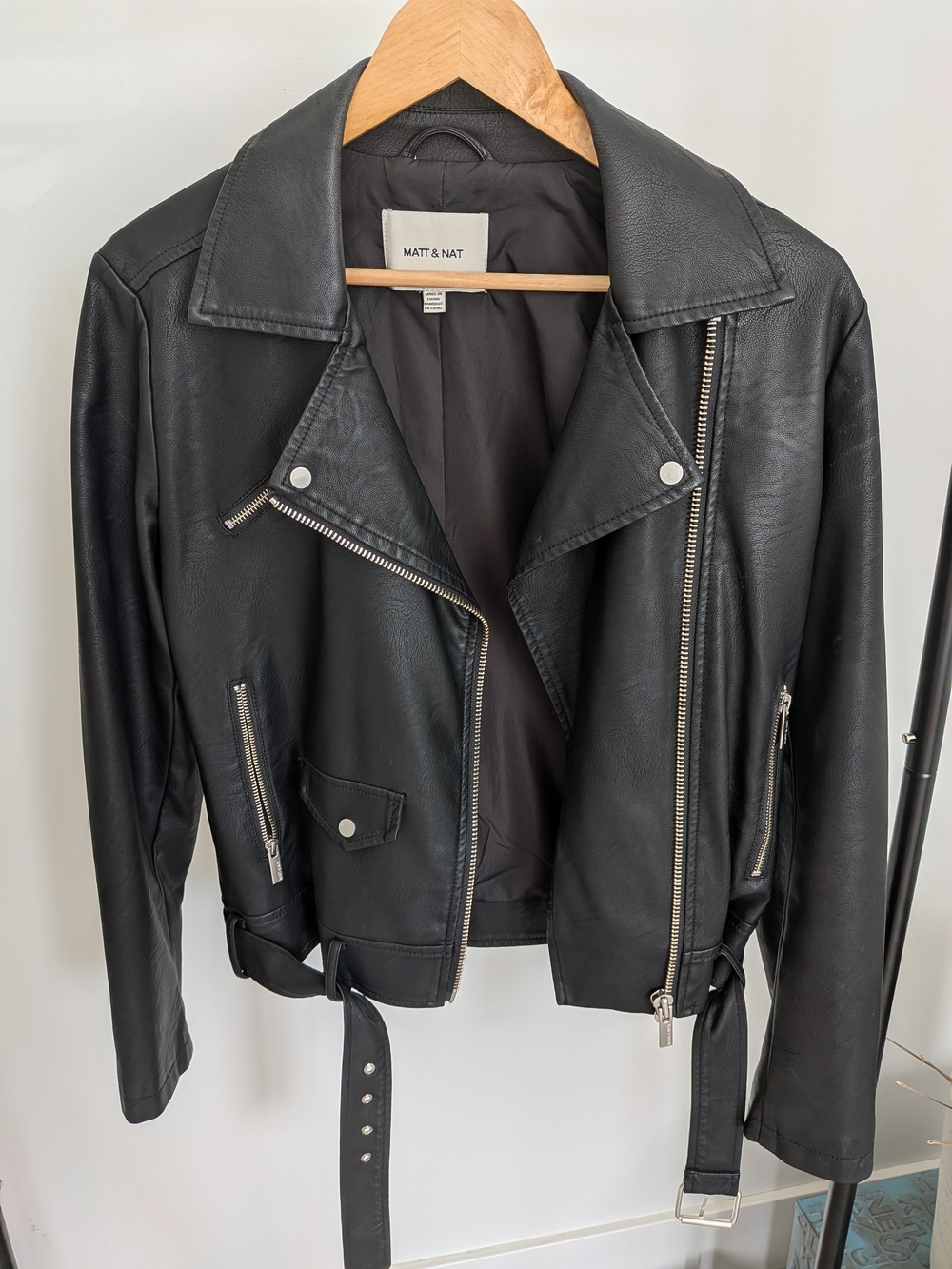 Matt & Nat Black Faux-Leather Biker Jacket